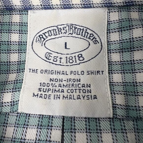 Brooks Brother The Original Polo Green Check Button Down Long Sleeve Shirt Men L - Picture 14 of 16